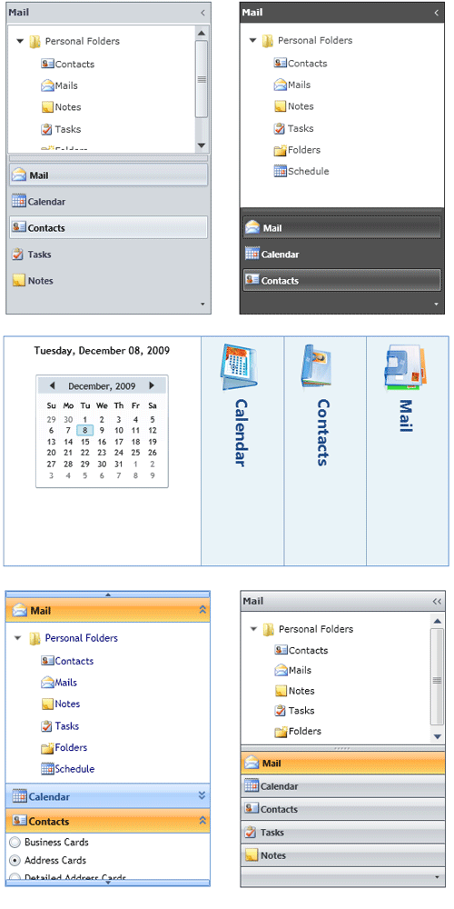 Silverlight Outlook Navigation Pane, Accordion, and ExplorerBar